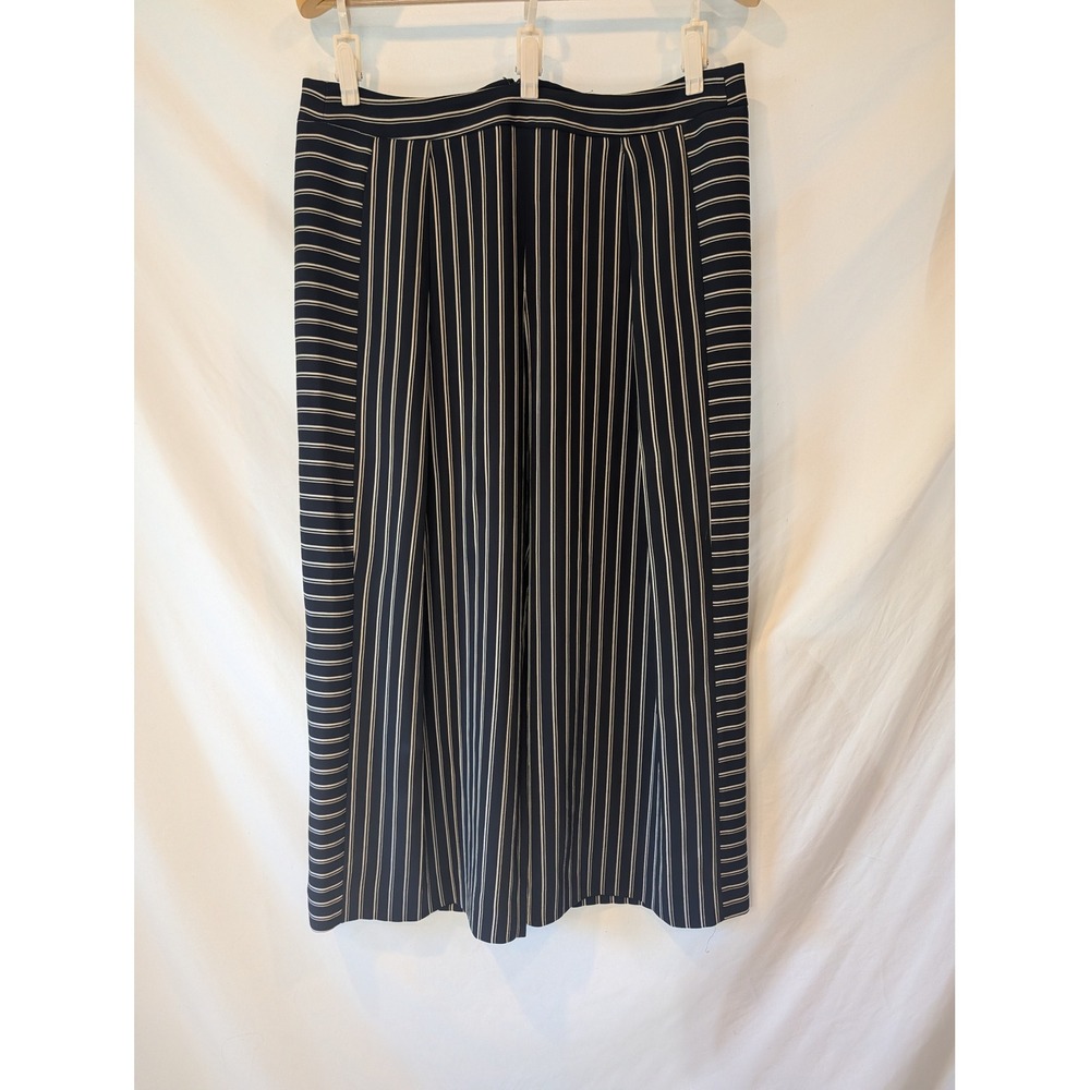 Antonio Melani Navy Pinstripe Wide Leg Culotte Pants Size 12 Cropped Trousers